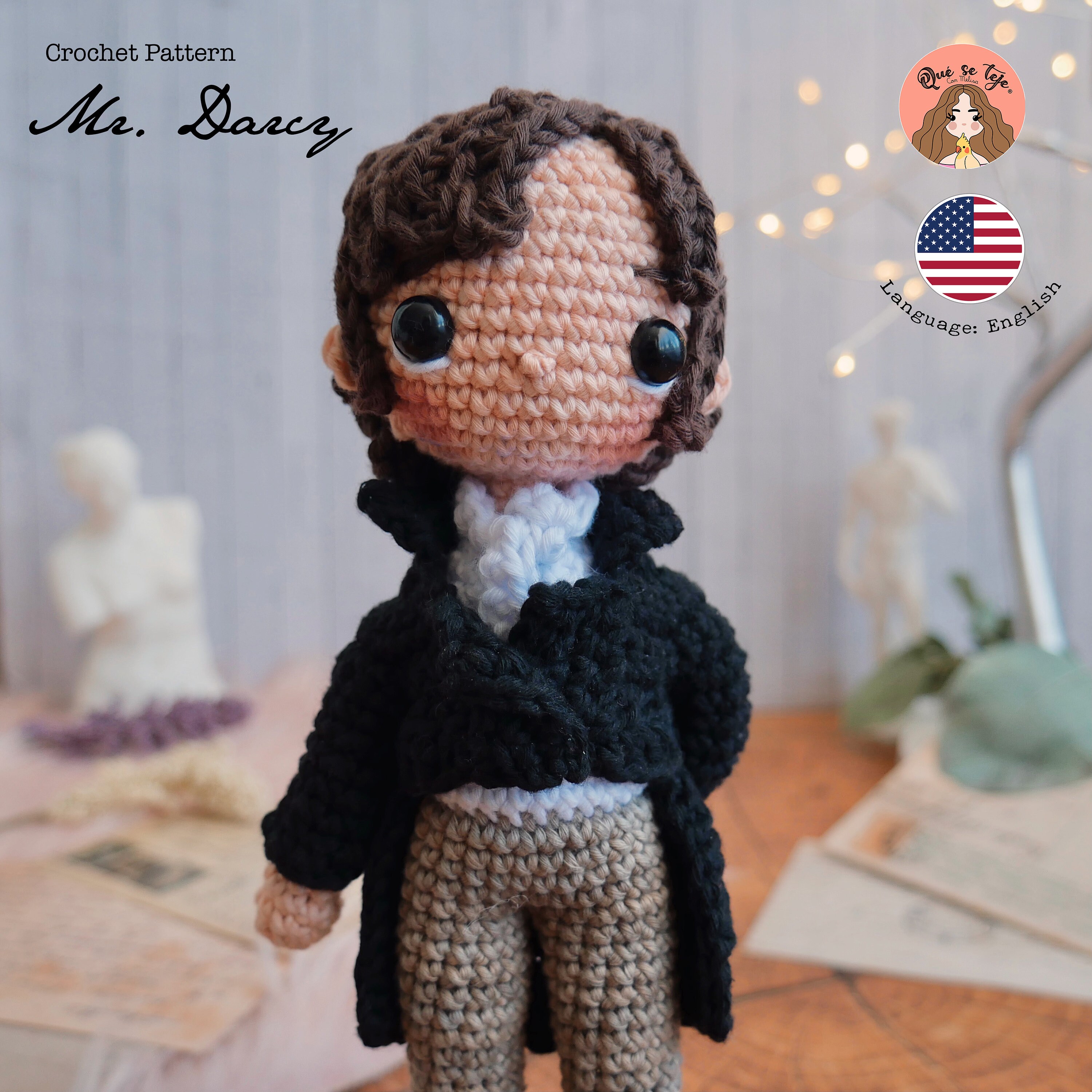 Crochet Pattern: Mr. Darcy Amigurumi (PDF) - Etsy, image size:3000x3000