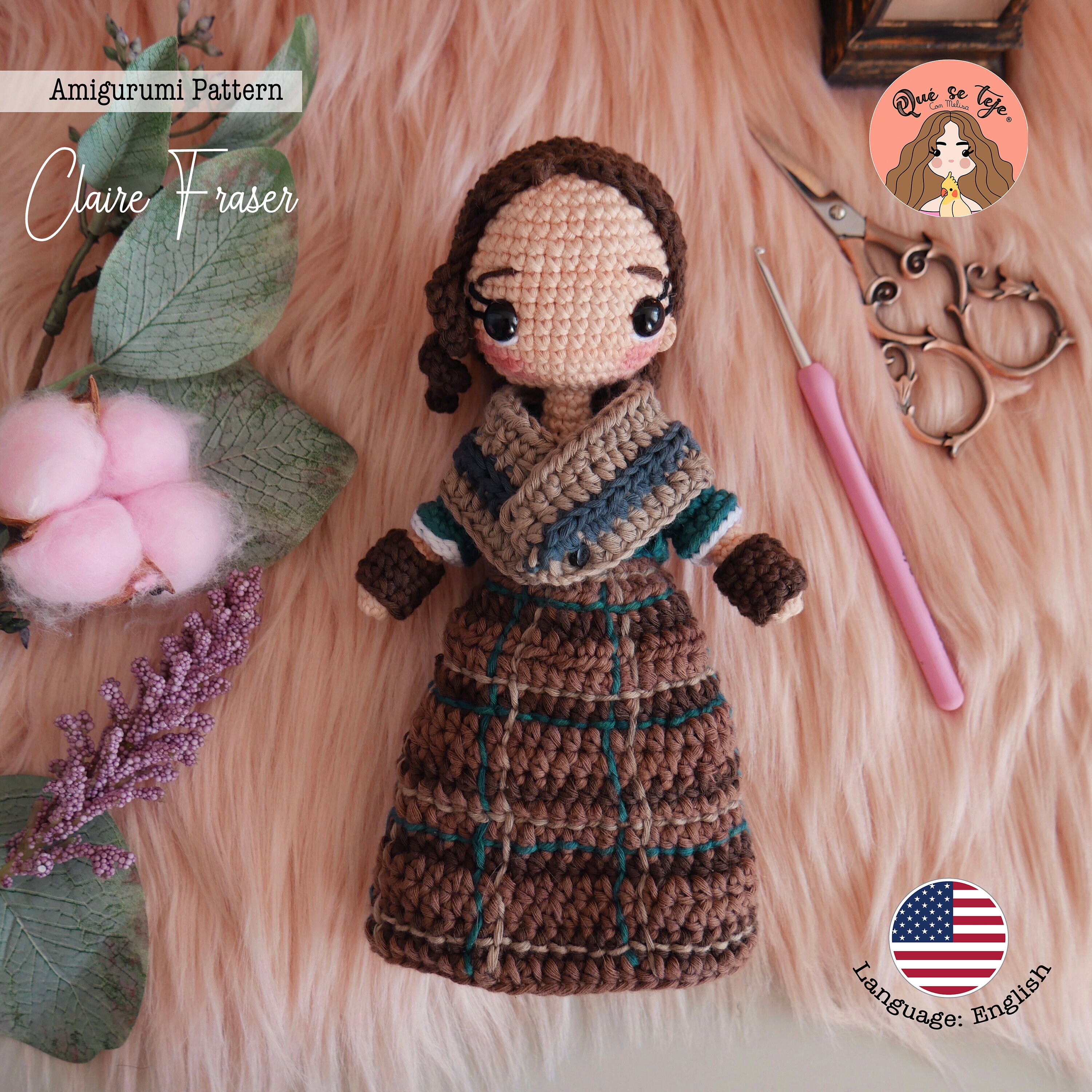 Claire Fraser Amigurumi Pattern (PDF) - Etsy, image size:3000x3000