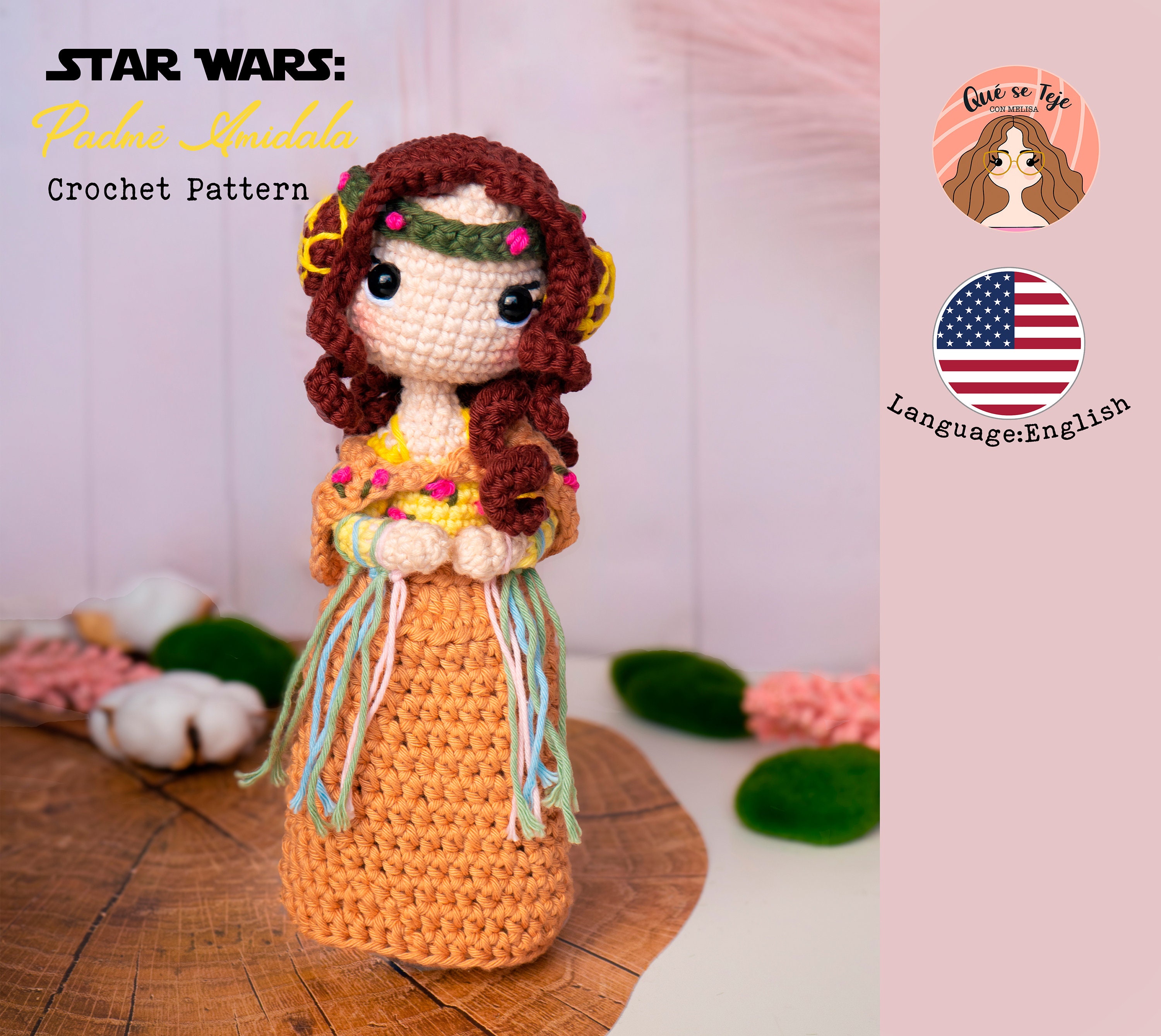 Padme Amidala CROCHET PATTERN Amigurumi Star Wars Doll Handmade Tutorial -  Etsy, image size:3000x2678