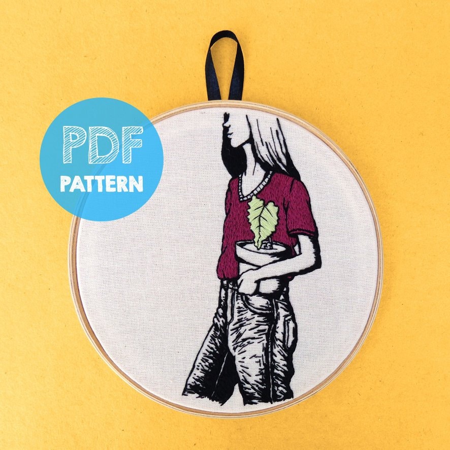 Alocasia PDF embroidery pattern | Etsy