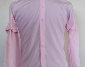 Camisa de vestir rosa con mangas opcionales