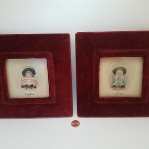 Vintage Midcentury Hand Tinted Engravings, Angelica and Mortimer &quot;Little Americans&quot;