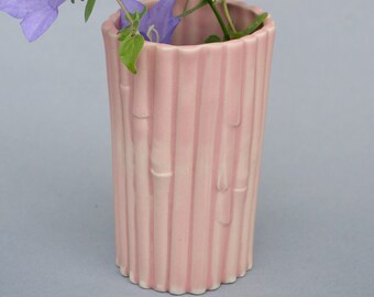 Vase cup small ceramic, cylinder with relief for individual flowers, pen cup, handmade