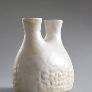 Vase with 2 necks, double vase with relief for single flowers, matt glaze, handmade image 3