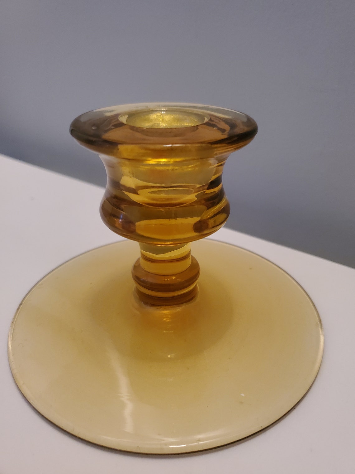 MCM/Vintage amber glass/glass candle holders/1970s/Candle Etsy