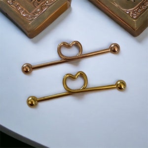14G Heart Shaped Industrial Piercing, Swirl Shaped Industrial Piercing