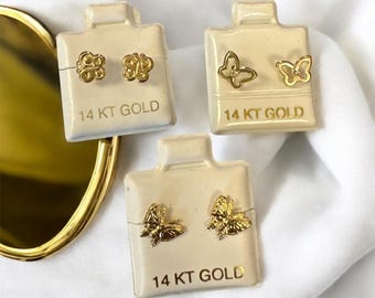 14K Gold Butterfly Earrings