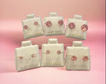 14K Gold Baby Pink Earrings