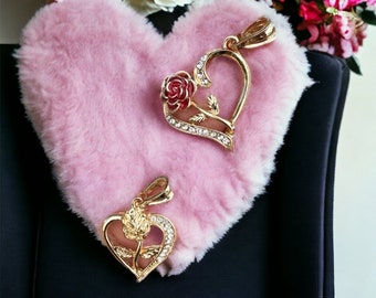 14k Gold Platted Rose Heart Charm