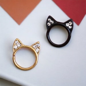 Kitty Ears Surgical Steel Cartilage Ring, Cartilage Hoop, Dainty Cartilage Ring, 20g and 18g