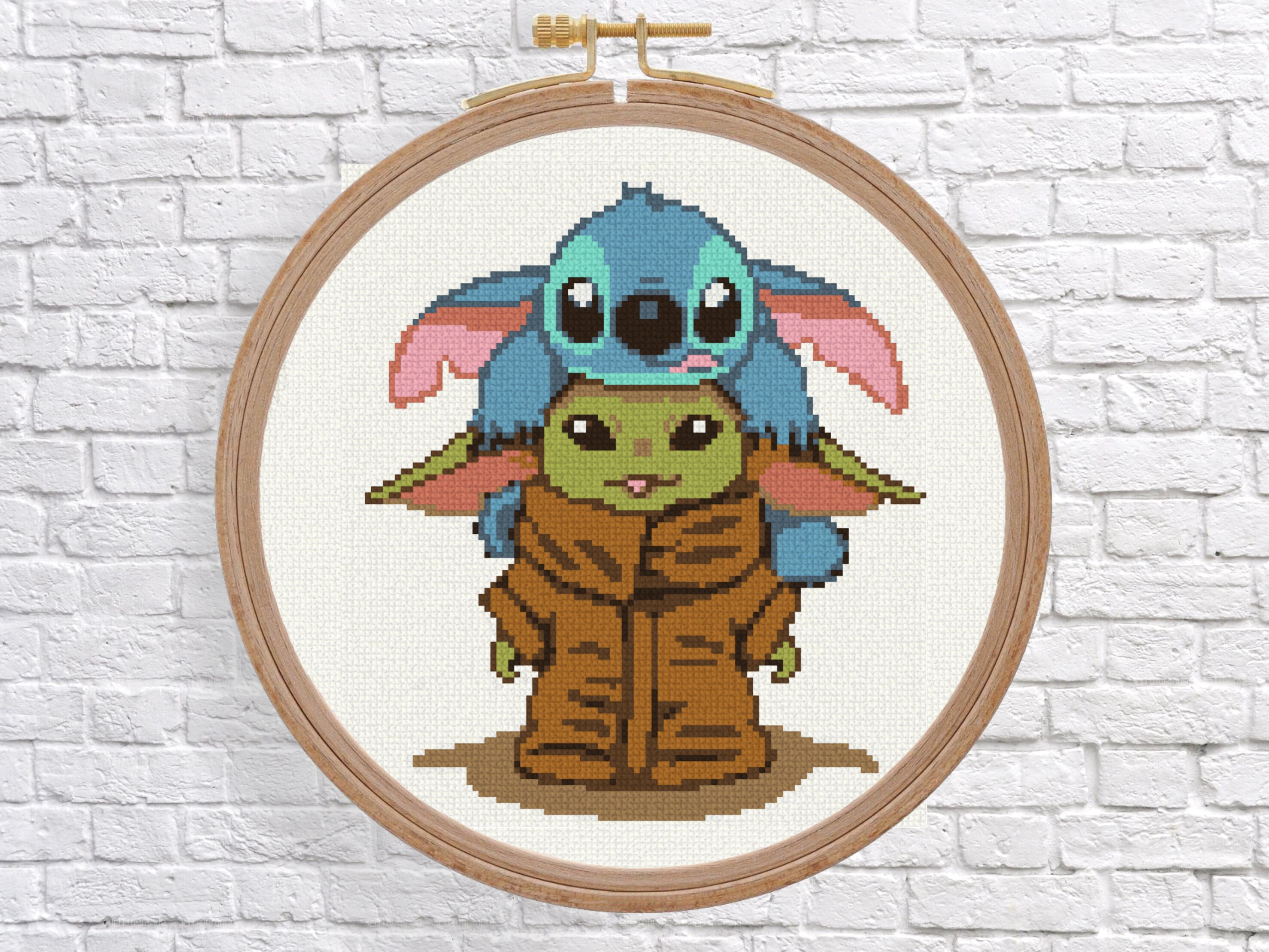 Baby Yoda And Stitch Cross Stitch Pattern Disney Cross Etsy