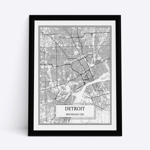 Detroit City Map Detailed Detroit Map Detroit Wall Art Detroit Print Detroit Poster Detroit Canvas Detroit Gift Detroit Decor USA City Map