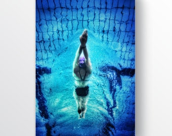 Swimming Wall Art, Underwater Poster, Swimmer Gift, Swimming Pool Decor