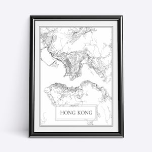Hong Kong City Map Detailed Hong Kong Map Hong Kong Wall Art Hong Kong Canvas Hong Kong Print Hong Kong Poster Hong Kong Gift Hong Kong Art
