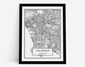 Los Angeles Carte de la ville Los Angeles Affiche Los Angeles Carte Los Angeles Art mural Los Angeles Imprimer Los Angeles Toile California Wall Art