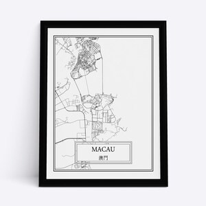 Macao Macao Stadtplan Macao Karte Macao Poster Macao Geschenk Chinesische Wanddekoration Macao Leinwand Stadtplan