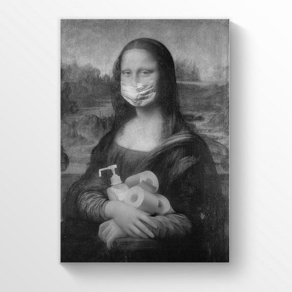 XMJQQ Poster Vintage Mona Lisa Humoristique Pour Salle De Bain, Art Mural, Fille Pincant Le Nez 40,6 X 61 Cm, Sans Cadre