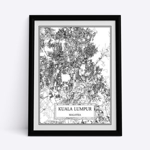 Kuala Lumpur City Map Kuala Lumpur Wall Art Kuala Lumpur Map Kuala Lumpur Print Kuala Lumpur Canvas Kuala Lumpur Poster Malaysian Gift