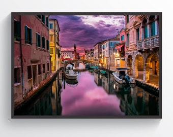 ベネチアの運河建築のプリント – 歴史的なベネチアのヴィンテージ