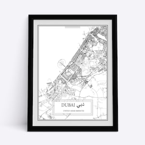 Mappa della città di Dubai Mappa dettagliata Dubai Wall Art Dubai Mappa Stampa Dubai Tela Dubai Poster Dubai Regalo Dubai Parete Decoro Città Mappe Wall Art