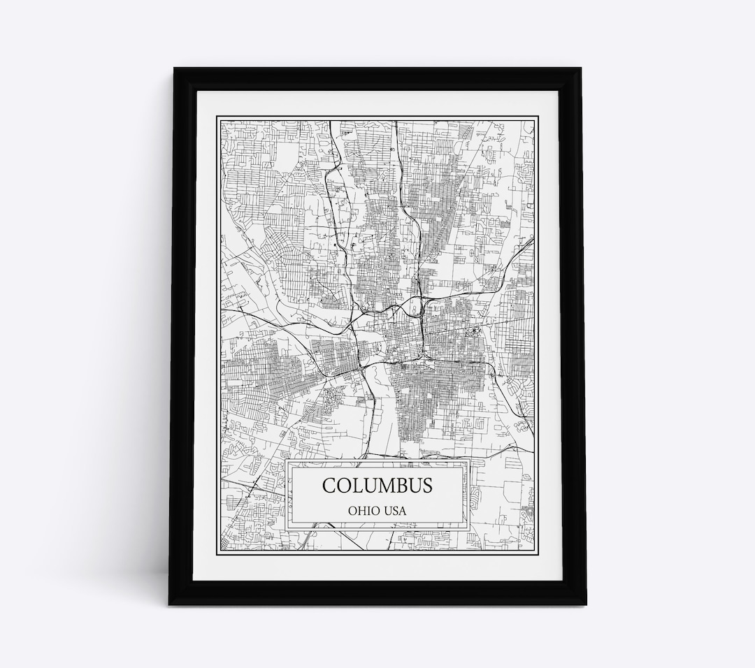 Columbus City Map Detailed Columbus Map Columbus Wall Art Columbus Print Columbus Poster ...