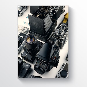 Assorted Black Cameras Print,  Abstract Poster, Abstract Wall Art, Camera Poster , Cameras Poster,  Gift for Photographer