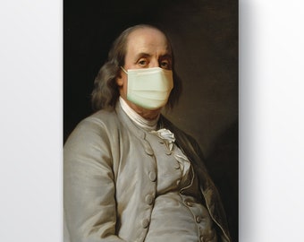 Impresión divertida del aula, póster de Benjamin Franklin, regalo del maestro de historia, Benjamin Franklin con máscara, regalo del amante de la historia, decoración de la clase de historia
