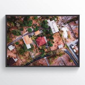 Aerial Village Poster, Moderne Kunst aan de Muur, Architectuur Print, Luchtfotografie, Huizen Foto, Village Print