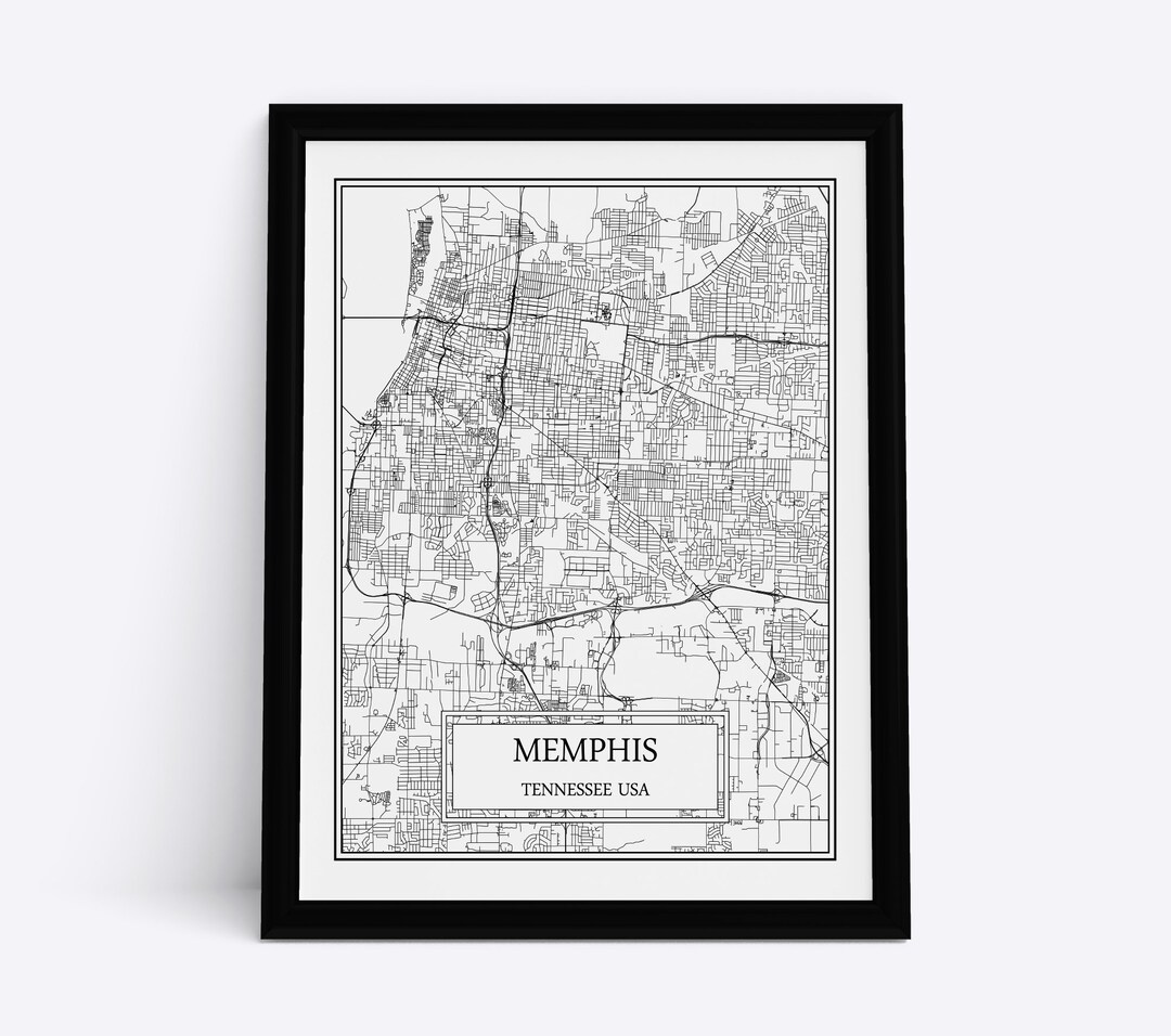 Memphis City Map Detailed Memphis Map Memphis Wall Art Memphis Print