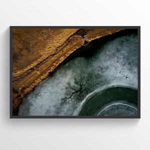 Drone Aerial , Hielo aéreo, Resumen aéreo, Campo de permafrost congelado, Fotografía aérea, Cartel aéreo del océano