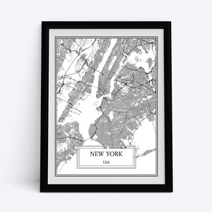 New York City Carte détaillée New York Wall Art New York Carte New York Print New York Poster New York Canvas New York Gift NY Map
