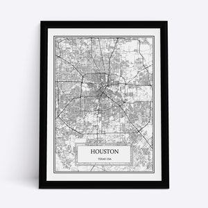 Houston City Map Detailed Houston Map Houston Wall Art Houston Print Houston Poster Houston Canvas Houston Gift Houston Decor USA City Map