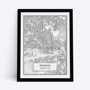 Phoenix City Map Gedetailleerde Phoenix Kaart Phoenix Wall Art Phoenix Print Phoenix Poster Phoenix Canvas Phoenix Gift Phoenix Decor USA City Map