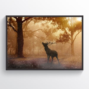 Alces escénicos en el cartel del bosque, Impresión de alces, Foto de alces, Decoración de la sala de estar, Naturaleza salvaje, Impresión de animales salvajes, Decoración de la pared de la naturaleza