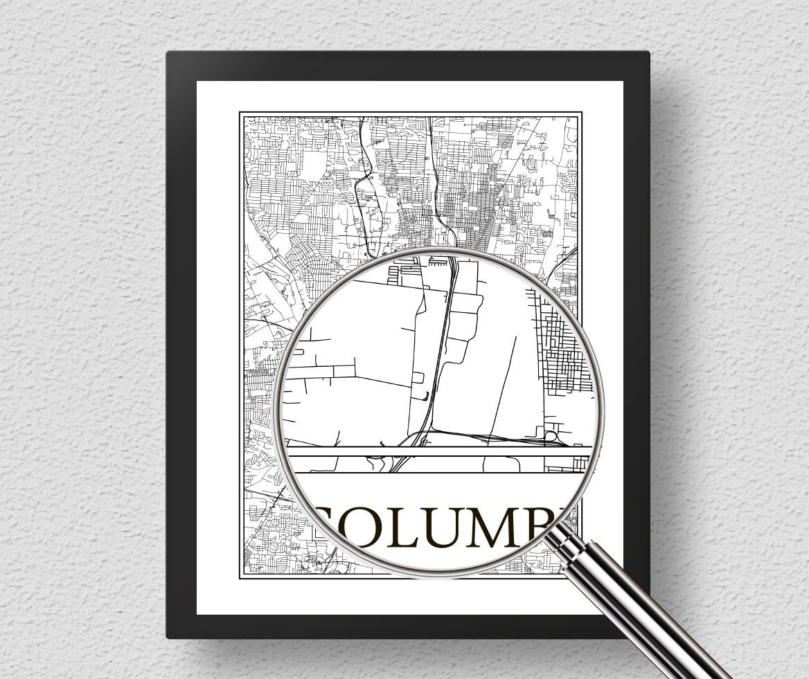 Columbus City Map Detailed Columbus Map Columbus Wall Art Columbus ...