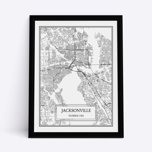 Jacksonville City Map Jacksonville Wall Art Jacksonville Map Jacksonville Print Jacksonville Poster Jacksonville Canvas Art Florida Gift