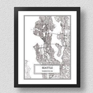 Seattle City Map Detailed Seattle Map Seattle Wall Art Seattle Print Seattle Poster Seattle Canvas Seattle Gift Seattle Decor USA City Map