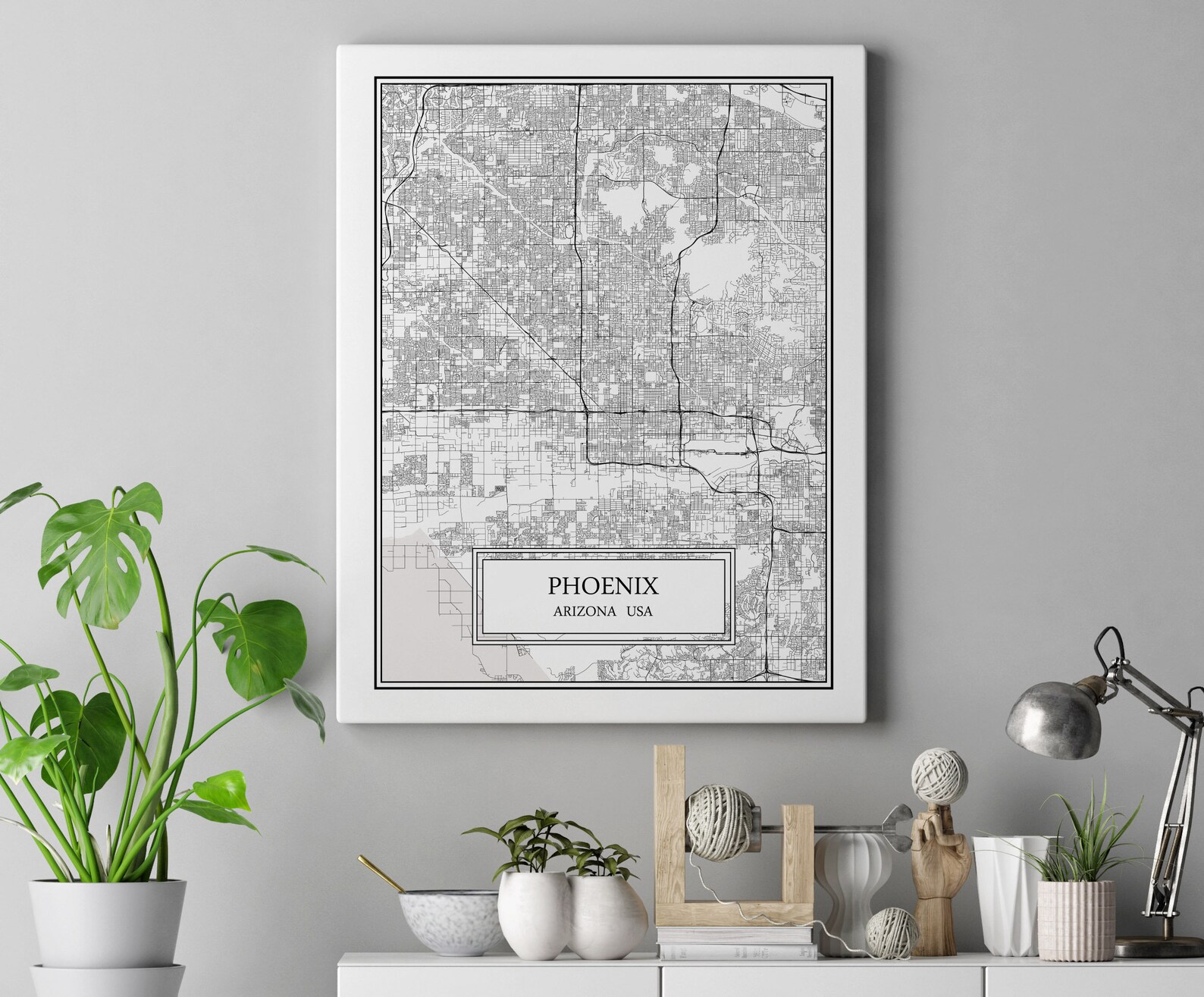 Phoenix City Map Detailed Phoenix Map Phoenix Wall Art Phoenix Print
