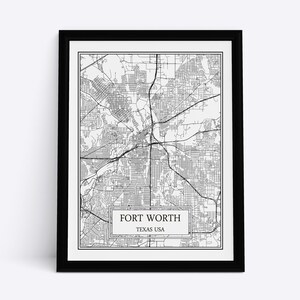 Fort Worth City Map Gedetailleerd Fort Worth Map Fort Worth Wall Art Fort Worth Print Fort Worth Poster Fort Worth Canvas Texas Wall Art Gift