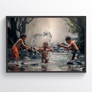 Children River Water The Bath Splash Boys
