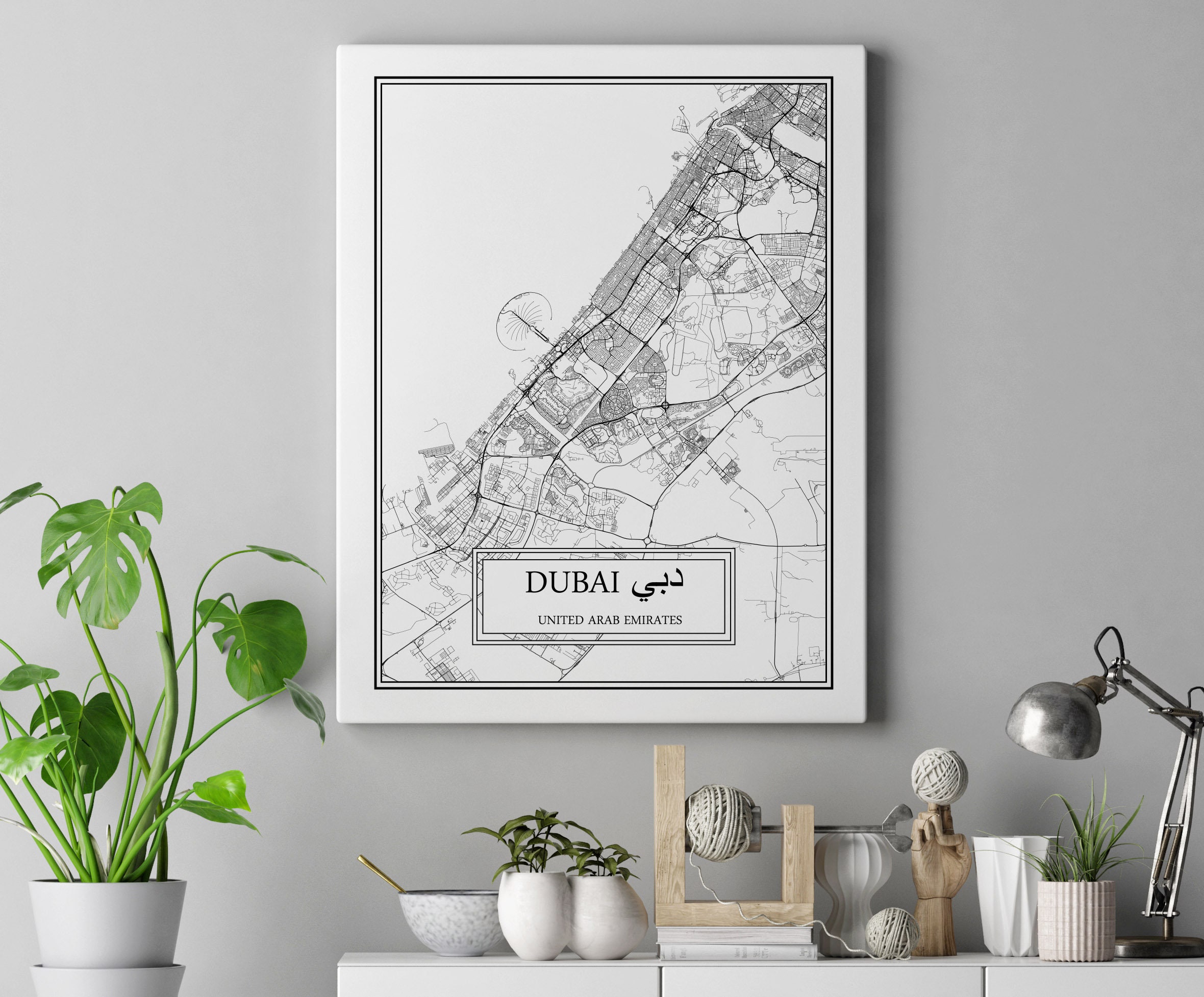 Dubai City Map Detailed Dubai Map Dubai Wall Art Dubai Map Print Dubai