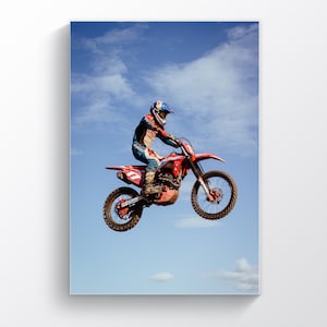 Motorbike Print, Motor Sport, Motocross Wall Art, Biker Gift, Dirt Bike Jump Poster