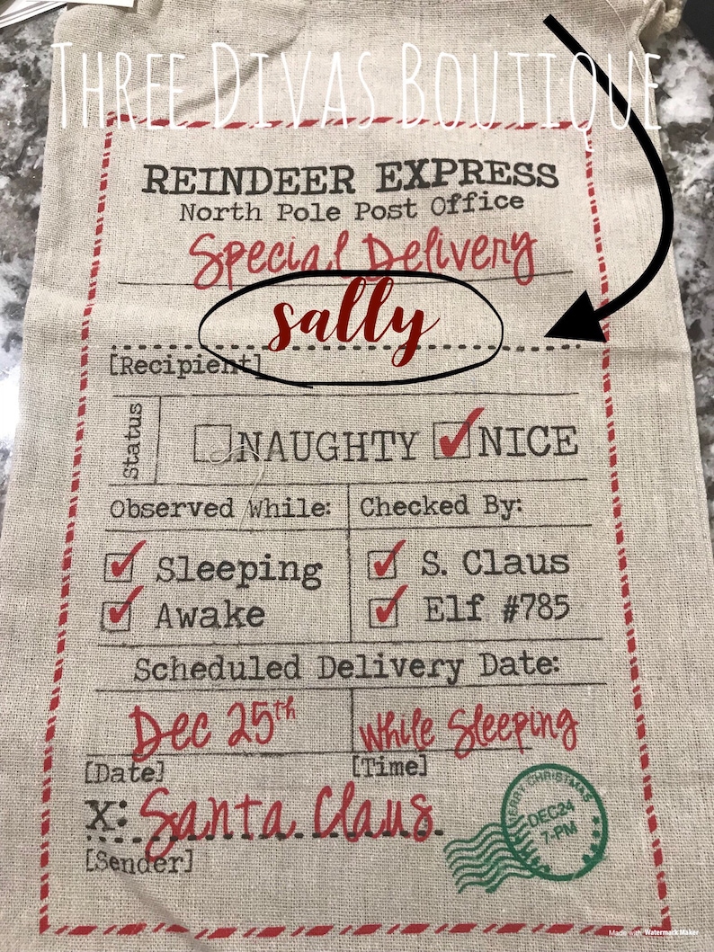 Santa sacks customized name