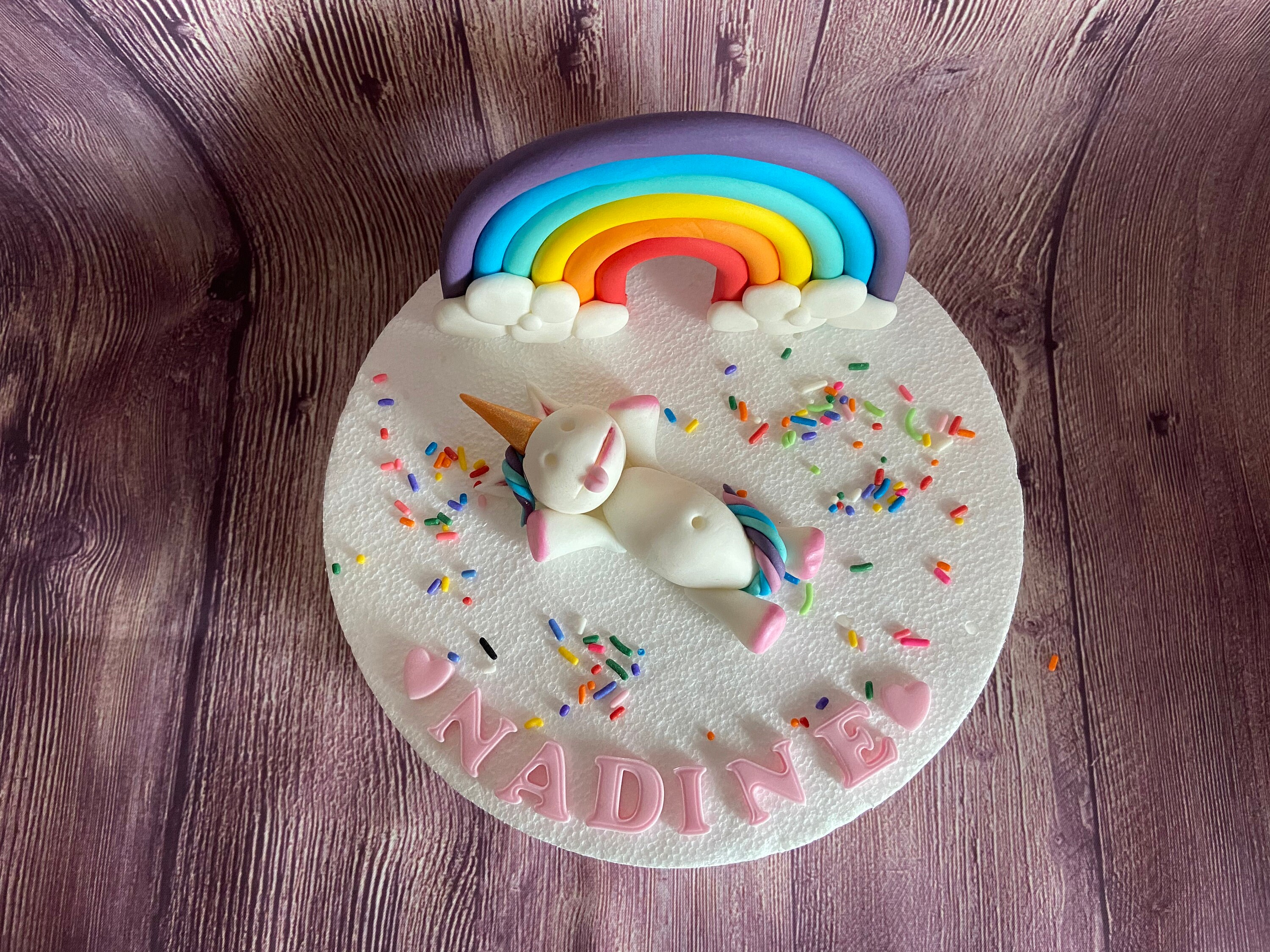 Tortendeko verfressenes Einhorn Fresseinhorn Regenbogen Etsy