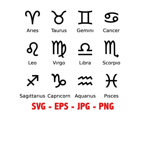 Zodiac signs 20 Instant Downloads 4-SVG 4-PNG 4-EPS 4-dxf | Etsy