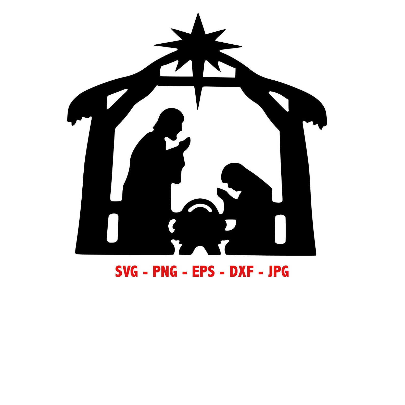 Nativity in black and white 10 Instant Downloads 2SVG Etsy