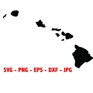 dxf PNG jpg digital download EPS Hawaii Hawaiian Islands with names Instant Download SVG