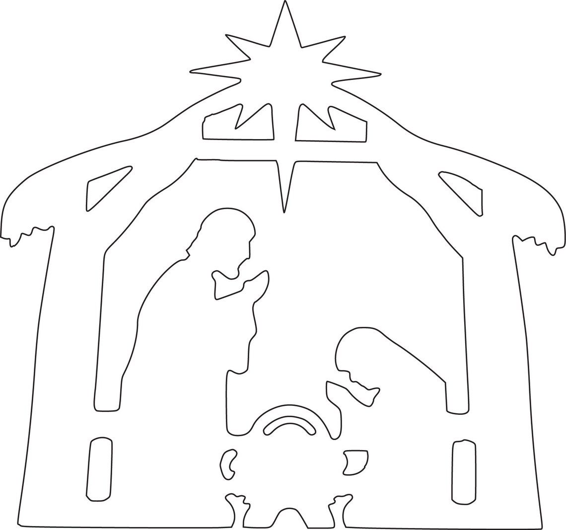Nativity in black and white 10 Instant Downloads 2SVG Etsy