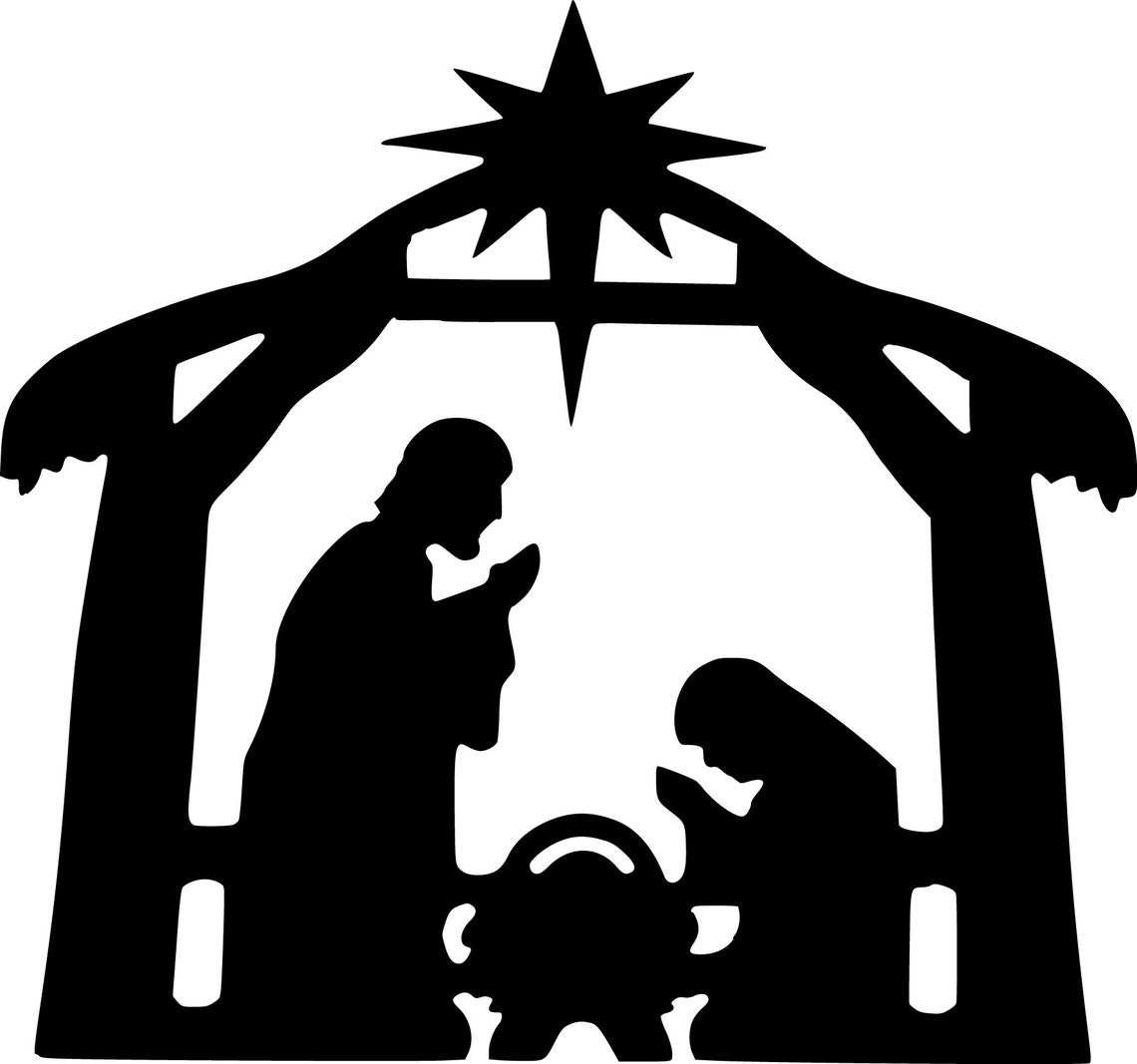 Nativity in black and white 10 Instant Downloads 2SVG Etsy