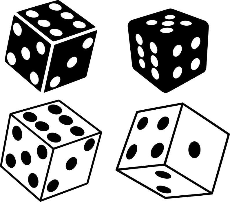 Dice Black and White Silhouette Instant Downloads 4SVG Etsy
